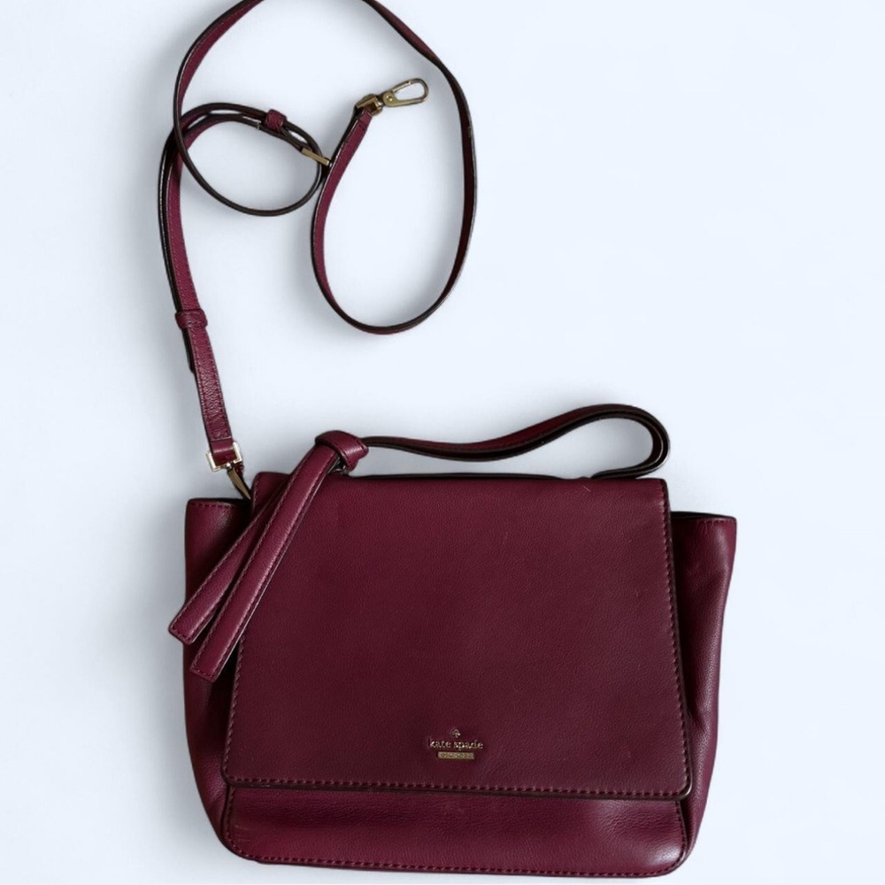Kate Spade Burgundy Crossbody Bag with Flap Closure